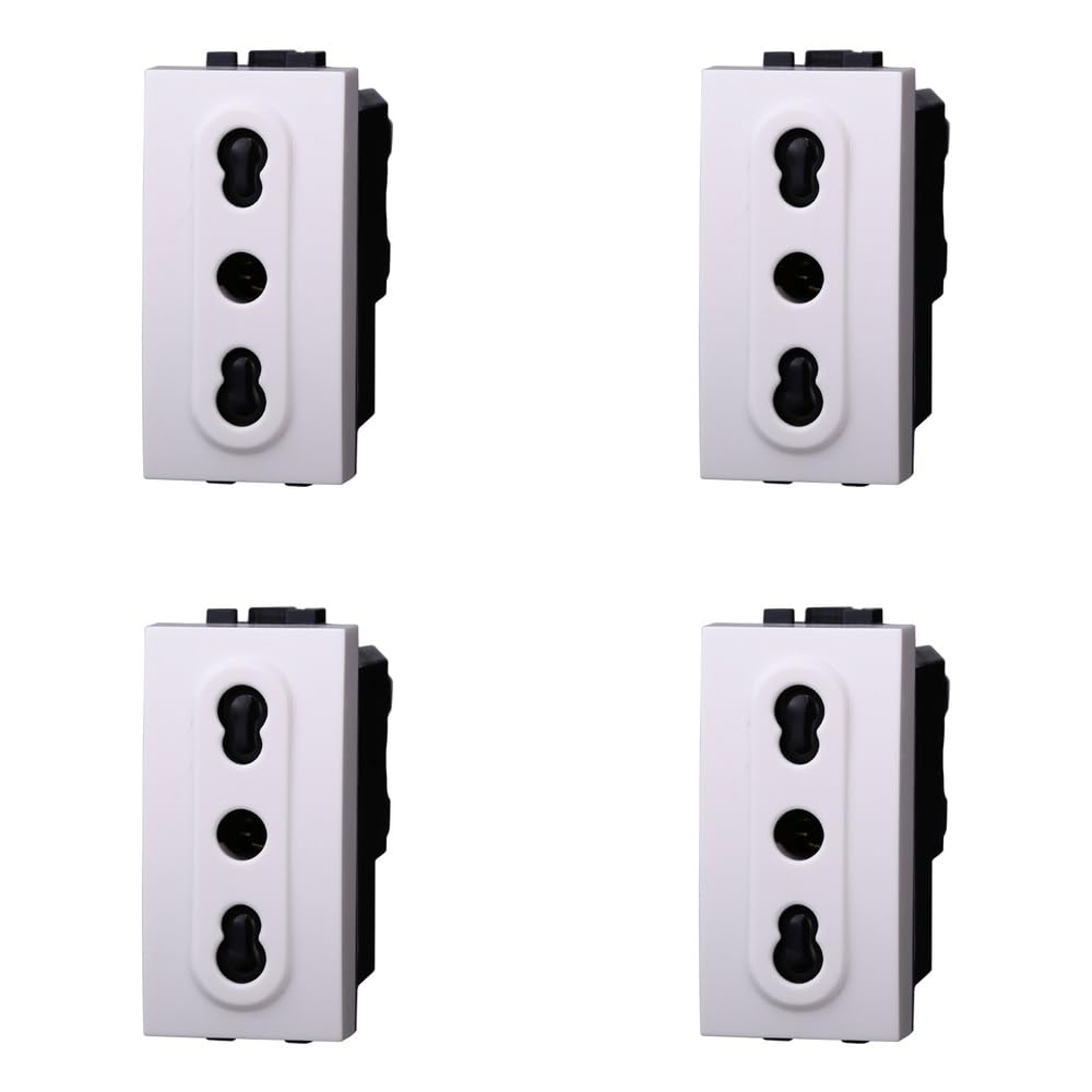 Presa Bipasso 2P+T 10/16A 250V, Compatibile con Bticino Living Light, Set da 4 Pezzi, Bianco