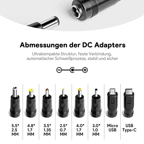 HKY Netzteil 5V 3A Adapters für Yealink IP Phone T-Serie SIP-T54W SIP-T58W T31P T46U T41S, TP-Link/Netgear/D-Link/Fanvil SIP-Phone Ladestationen, ICY Box USB-C Docking Station IB-DK2251AC