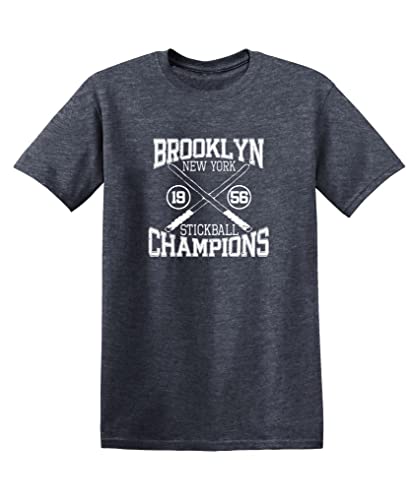 Brooklyn Stickball Champions Shirt Classic Mens T-Shirts | Bold Design Mens Tee Shirts | Trendy Graphic Tshirts for Man | Humor Sarcasm Funny T Shirt XL Heather Navy