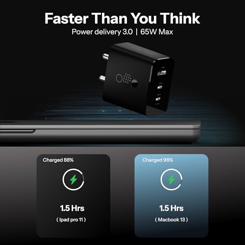 Image of AILKIN 65W Gan Trio Charger Adapter,3 Port USB Type C to A Fast Wall Charging Compatible with Nothing CMF Phone 1 /Nothing Phone 2 /2a /2a Plus /3a /3a Plus /Tablet /Samsung Galaxy S24 /S25 Series & More