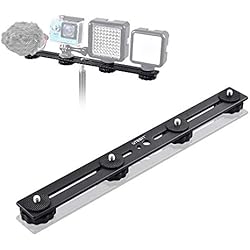 Soporte Doble Gopro UTEBIT Estabilizador Camara, Soporte para Zapata de Flash Dual de 30 cm / 11.8 ´´ Soporte Camara con Tornillo de 1/4 ´´ Soporte Gopro para Cámara DSLR Luz de Flash LED Micrófono
