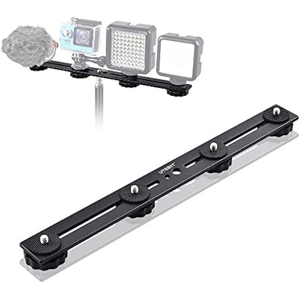 UTEBIT Podwójny Uchwyt do Lampy Błyskowej 30 cm/11,8 Cala Szyny Błyskowe z Gwintem 1/4 Cala dla Lustrzanki Cyfrowej, LED, Mikrofonu