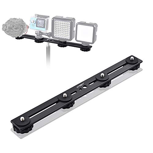 UTEBIT Podwójny Uchwyt do Lampy Błyskowej 30 cm/11,8 Cala Szyny Błyskowe z Gwintem 1/4 Cala dla Lustrzanki Cyfrowej, LED, Mikrofonu