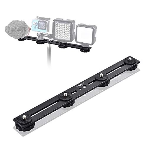 UTEBIT 11 inch Flash Bracket, Dual Camera Mount Flash Bracket Extension Bar with 1/4 Screw Hot Shoe, Straight Flash Bracket Tripod Mount for DSLR Camera LED Light Studio Video Microphone