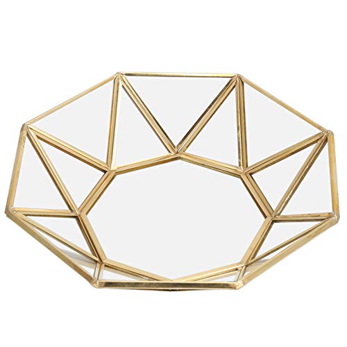 Plateau de Rangement octogonal en Verre, Organisateur d'affichage décoratif, Verre de Haute qualité de 3 mm d'épaisseur avec Soudure en cuivre, Plateau de...