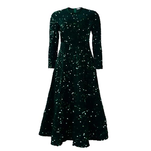 Robe de cocktail sequins femme pour mariage et fête chic à manches longues