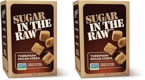 Sugar In The Raw Granulated Turbinado Cane Sugar Cubes, No Added Flavors or erythritol, Pure Natural Sweetener, Hot & Cold Drinks, Coffee, Vegan, Gluten-Free, Non-GMO,Pack of 2