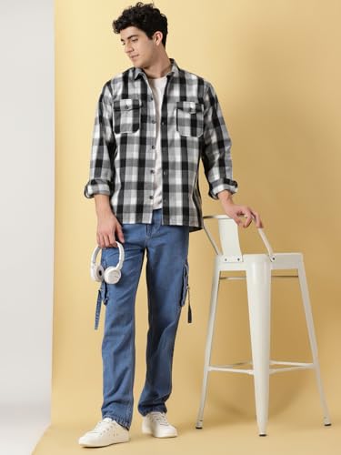 Image of Thomas Scott Men's | Checks | Full Sleeve | Regular Fit | 100% Cotton | Double Pocket | Spread Collar | Casual Shirt