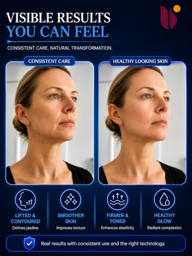 Image of 4-in-1 EMS Jawline Massager with RF Heat, Red & Blue Light Therapy | Electric V Face Sculpting Roller for Double Chin, Jawline, Neck & Face | Rechargeable Facial Gua Sha Roller