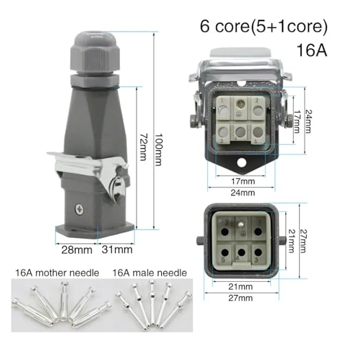 Enchufe de aviación impermeable con conector de alta resistencia de 6 pines 2