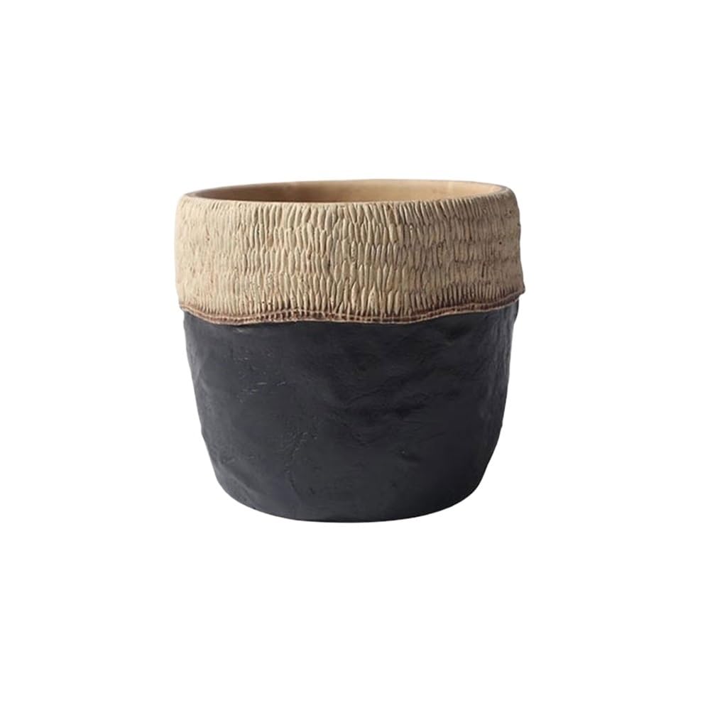 Kx9lb8d One Color Flower Planters Round Black Flower Pot, Basin Mouth With Woven Pattern Cement Plant, For Decorate Bedroom Windowsill Garden