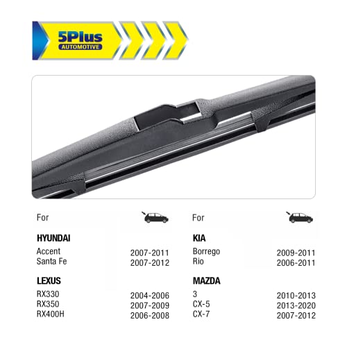 Image of 5 PLUS 14 Inch Rear Wiper Blade Replacement for Jeep Cherokee 2023-2014 /Hyundai Santa Fe 2012-2007 Tucson 2021-2016 Accent 11-07 /Toyota CHR 2022-2018 /Lexus RX 09-04 Rear Windshield Wiper (14-A)