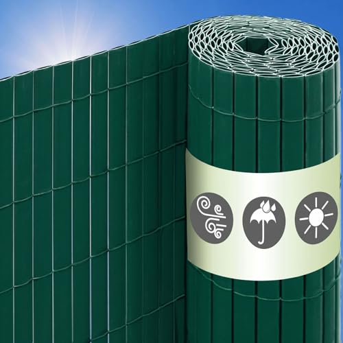 UrFence 100x500 Brise Vue Balcon Exterieur - Canisse PVC Verte - Cloture de Jardin Cache Vis-à-Vis - Protection Terrasse - Pare Soleil - Lamelle Occultante -...
