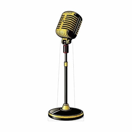 Life Size Microphone Cardboard Cutout, 6 FT Standee, Graduation Party Decor, Birthday & Bachelorette Celebration Display, Wedding Photo Booth Prop, Red Carpet Theme Decoration