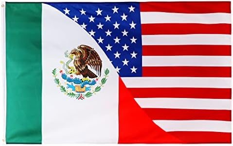 USA Mexico Diagonal Split Friendship 3x5 3'x5' Woven Poly