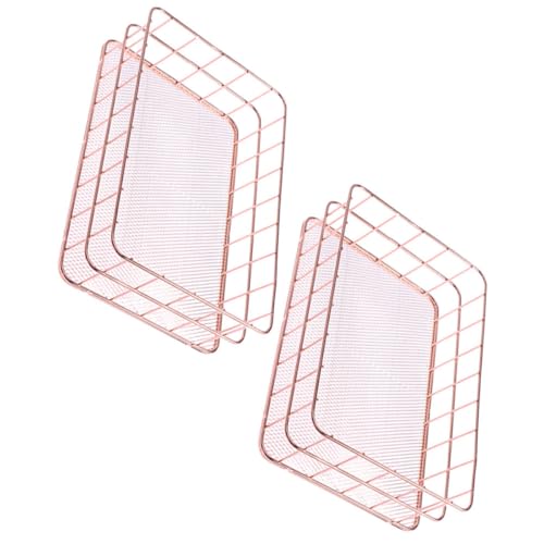 VILLFUL Cesta Porta Toallas para Invitados de Hierro Base de Malla, 2 Piezas, Color Rosa Dorado, Tamaño Grande, Organizador Multifuncional para Baño y Cocina, Adecuado para Almacenar