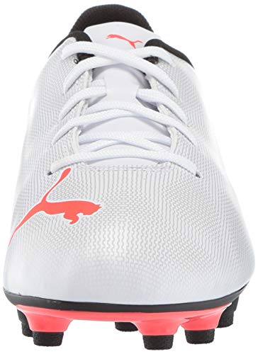 PUMA Puma Unisex-Kid's Rapido FG Sneaker, White-Light Gray Heather-Black-red Blast, 4 M US Big Kid