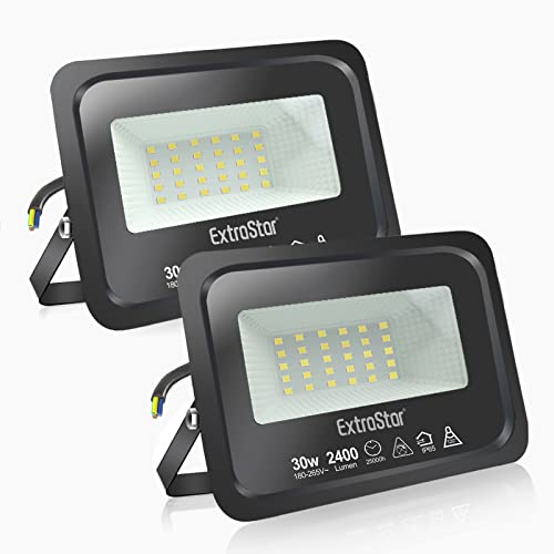 Faretti a LED per esterni Potenti luci a LED per esterni IP65, giardino, patio, parco, garage,2 Pezzi (3000K, 30W)