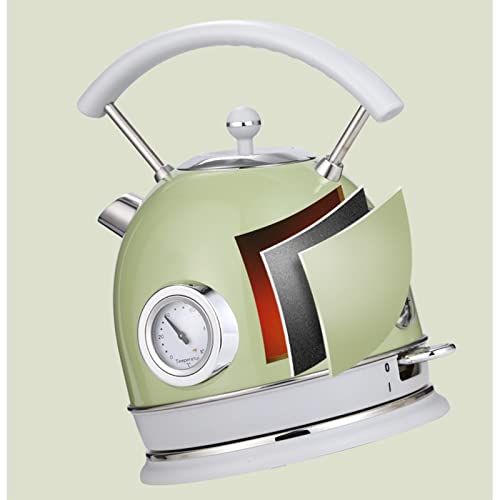 Tetera eléctrica retro esférica 1.8 L acero inoxidable miniatura 6