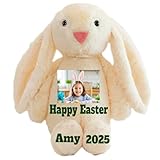 Customized Easter Bunny With Photo Name Text, Easter Gift for Kids Baby, Personalized Handmade Stuffed Animal, Long Ears Rabbit, Plush First Easter Bunny Basket Stuffer Decoration