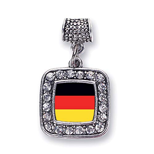 Inspired Silver - Germany Flag Square Charm for Women's Bracelets