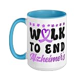 Alzheimer's Dementia Awareness Support Walk To End Ceramic Mug, Blue/White, 15oz