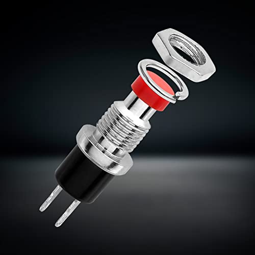 Bokwin 20 Pcs Micro Push Button Switch,1A 250Vac Mini Momentary Switch Spst Normal Open Push Button Switch (Black+Red Cap) #TOP3
