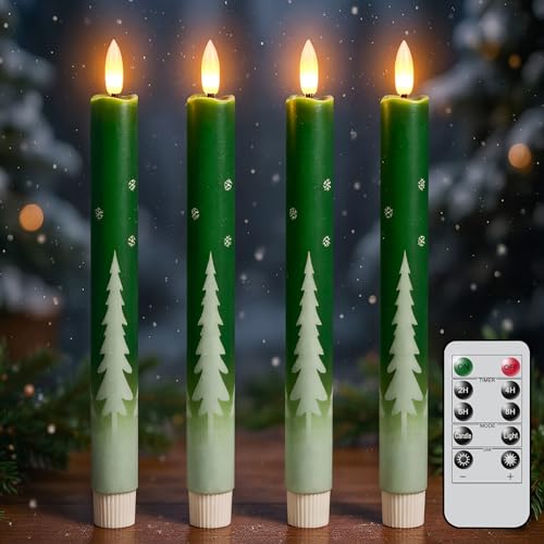 Velas de árbol de Navidad sin humo ni goteo de cera juego de 4 luces cónicas LED