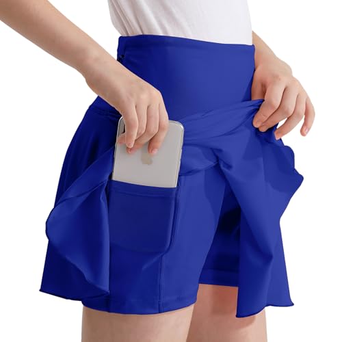 OEBLD Girls Athletic Skort High Waist Tennis Skirts with Shorts Butterfly Ruffle School Skirts with Pockets4