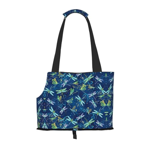 Sac de transport pour petits chiens et chats motif libellule bleue