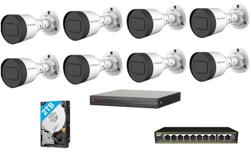 Image of CP Plus 4MP IP Night Vision with Audio Recording (Built in Mice) 8 CCTV Camera Set with (8 CH NVR,Outdoor bullete-8Nos,8+2 Port POE Switch-1Nos,2TB Hard Drive