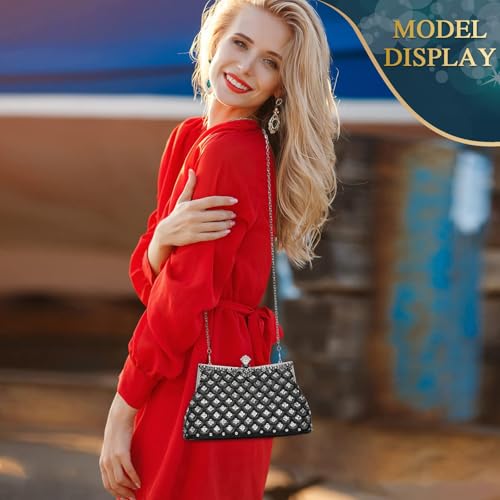Image of UBORSE Women Vintage Floral Beaded Rhinestone Embroidery Clutch Evening Handbag Wedding Party Purse Vintage Bags