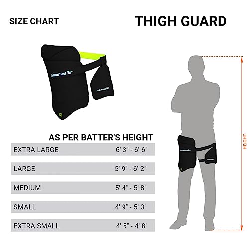 moonwalkr Cricket Batting Thigh Guards 2.0 Black (Large, Left Handed)