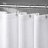 NDDYCU Duschvorhang Weiß 180x200, Waffel Stoff Duschvorhang Badewanne, Shower Curtain Anti Schimmel Duschvorhänge Wasserdicht 183x198cm