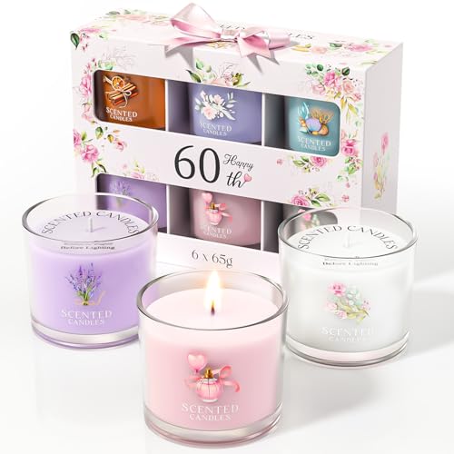 Image of CHILLFLAME 60th Birthday Gifts for Women, Birthday Candle Gift Set for Her, 6 Scented Votive Candles, Candles Gifts for Women /Men (6 Color, 14 oz)