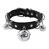 Freebily Damen Punk Choker Leder Slave Halsband mit O-ring Halskette Festish Halsbänder Einstellbar Schwarz C One Size