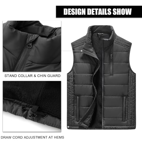 Image of Msmsse Men's Outerwear Vests Winter Quilted Padded Vest Gilet Stand Collar Warm Puffer Vest