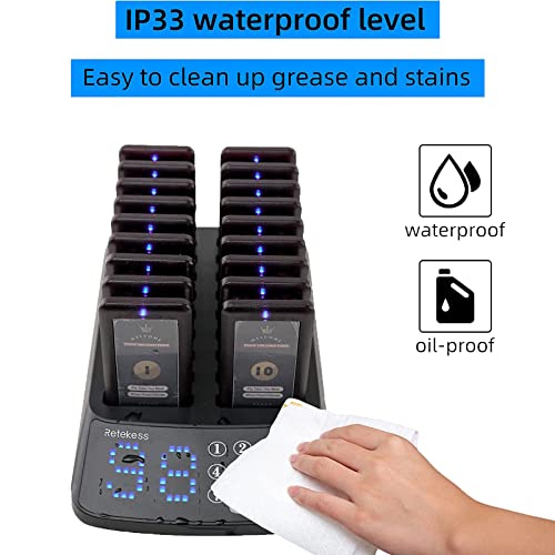 Retekess T115 Pagers For Restaurants, Restaurant Pager System, Waterproof Touch Keyboard, Vibrate And Flash Mode, 18 Restaurant Beepers For Food Truck, Church Nursery, Coffee Shop #TOP1