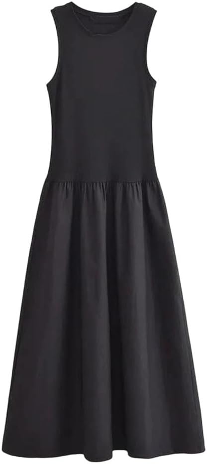 Women's Spring Sleeveless Long Dresses Casual Vintage Party Dresses Wedding Guest Dress