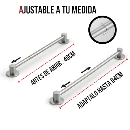 Toalleros De Baño Sin Taladro - Colgador Toalla Baño - Cuelga Toallas Baño Adhesivo - Toallero Adhesivo Baño - Accesorios Baño Sin Taladro - Toallero Sin Taladro (Acero Cepillado) - imagen 3