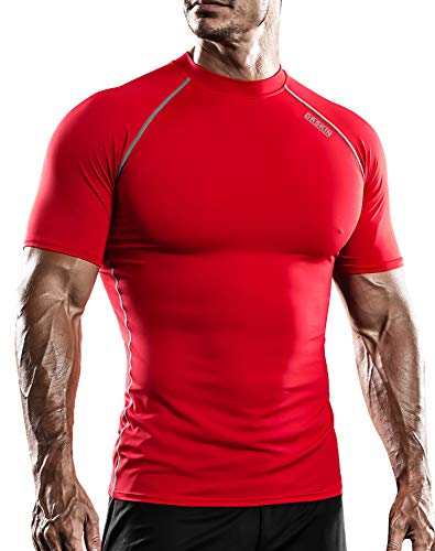 DRSKIN Men's Compression Cool Dry Sports Short Sleeve Shirt Baselayer T-Shirt Athletic Running