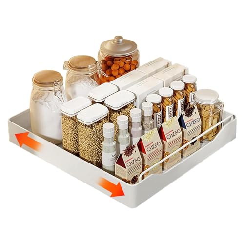 Organiseur d'armoires de cuisine coulissant extensible multicouche en métal blanc