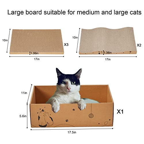 RUBMEOW Cat Scratcher Cardboard Scratch Pad Box for Indoor Cats,5pcs Scratching Board Bed Reversible Durable,with Catnip by RUBMEOW - Image 5