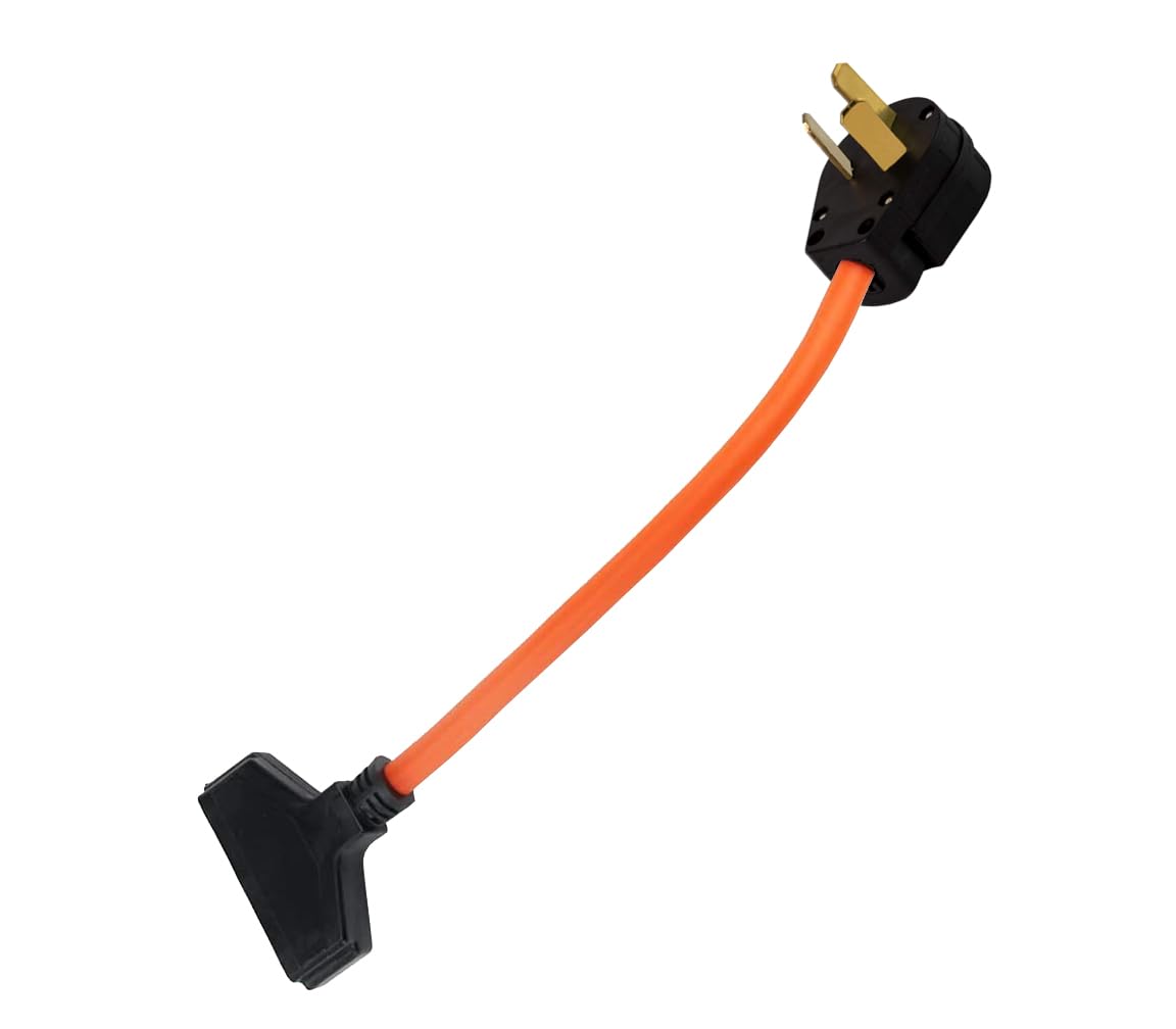10-50P Male 3-Pin Plug to 3-Pin 5-15R Female Home Wall Outlet, 220/250V Electrical Stove/Range/Oven to Gas 110/125V Power Convert Adapter. 3-Way Splitter FX1372