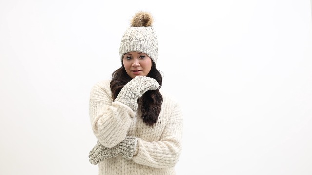 Just Cozy Knit Hat Winter Knitted Toque with Faux Fur Warm Knit