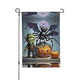 Elf Pumpkin Night Printed Garden Flag 28x40 Inch Welcome Spring Flag Summer Flag Vertical Double Sided Yard Flag Porch Flag Outdoor Decoration Decorative Home Decor