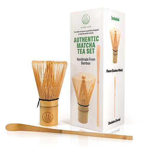 Verve leaf Bamboo Matcha Making Set - Chasen and Chashaku - Makes Deliciously Frothy and Creamy Matcha - Quality Handmade Natural Bamboo Will Transport You Into The Authentic Matcha Zen Zone