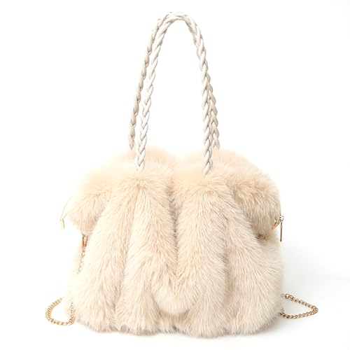 Sac à main en fourrure d'hiver chic et grand cabas flou pour femme
