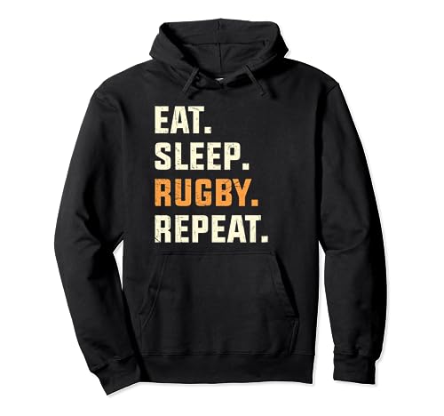 Eat Sleep Rugby Repeat Sport Divertente Retro Vintage Rugby Amante Felpa con Cappuccio