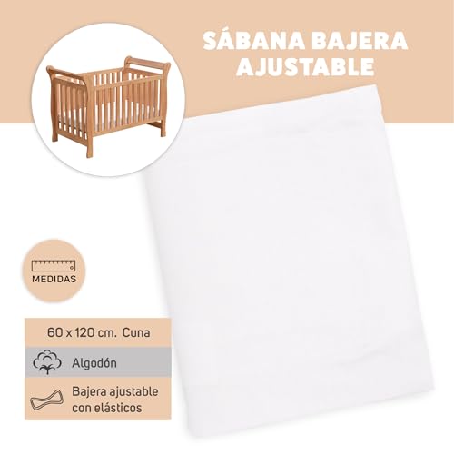 Miniatura 2 de Pack De 2 Sábanas Bajeras 100 Algodón Ajustables Color Blanco 60x120 Cm Para Capazo, Colchón, Moisés O Minicuna Transpirables Y Suaves Fácil Lavado Y Aptas Para Secadora